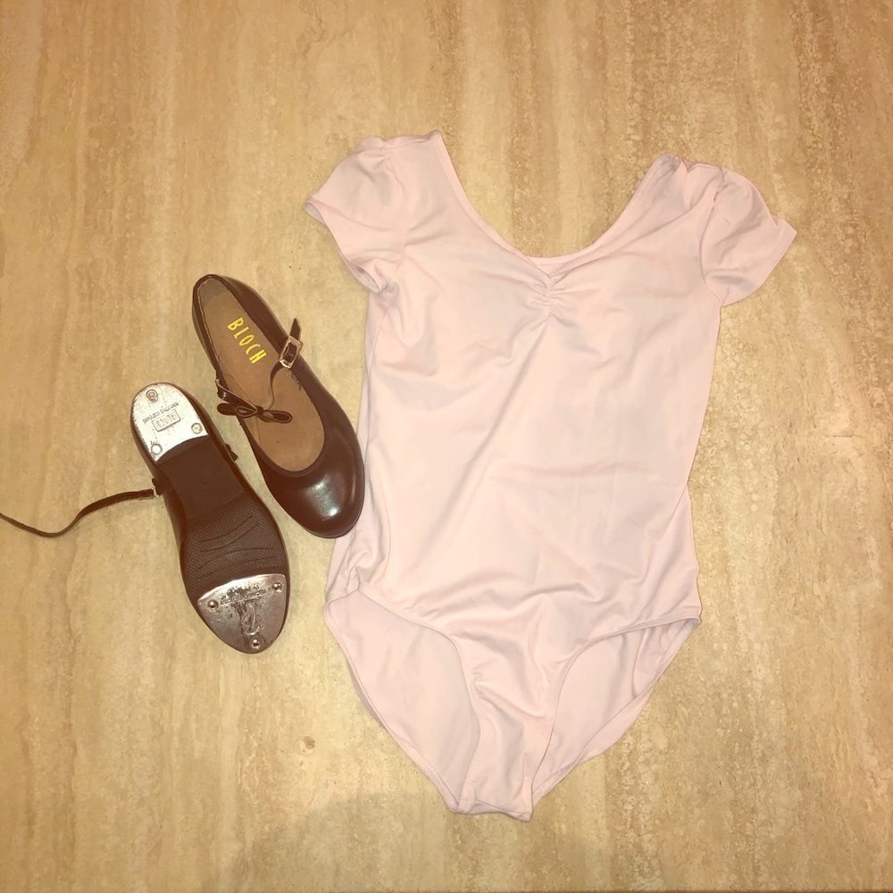 Bloch Tap Shoes & Danskin Now pale pink Leotard